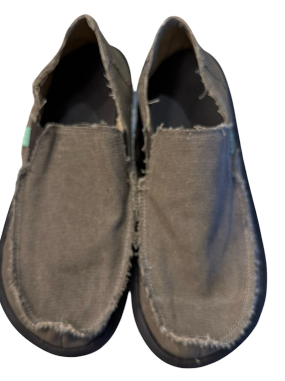 Sanuk Mens Size 11 Slip-On Canvas Shoes in Taupe